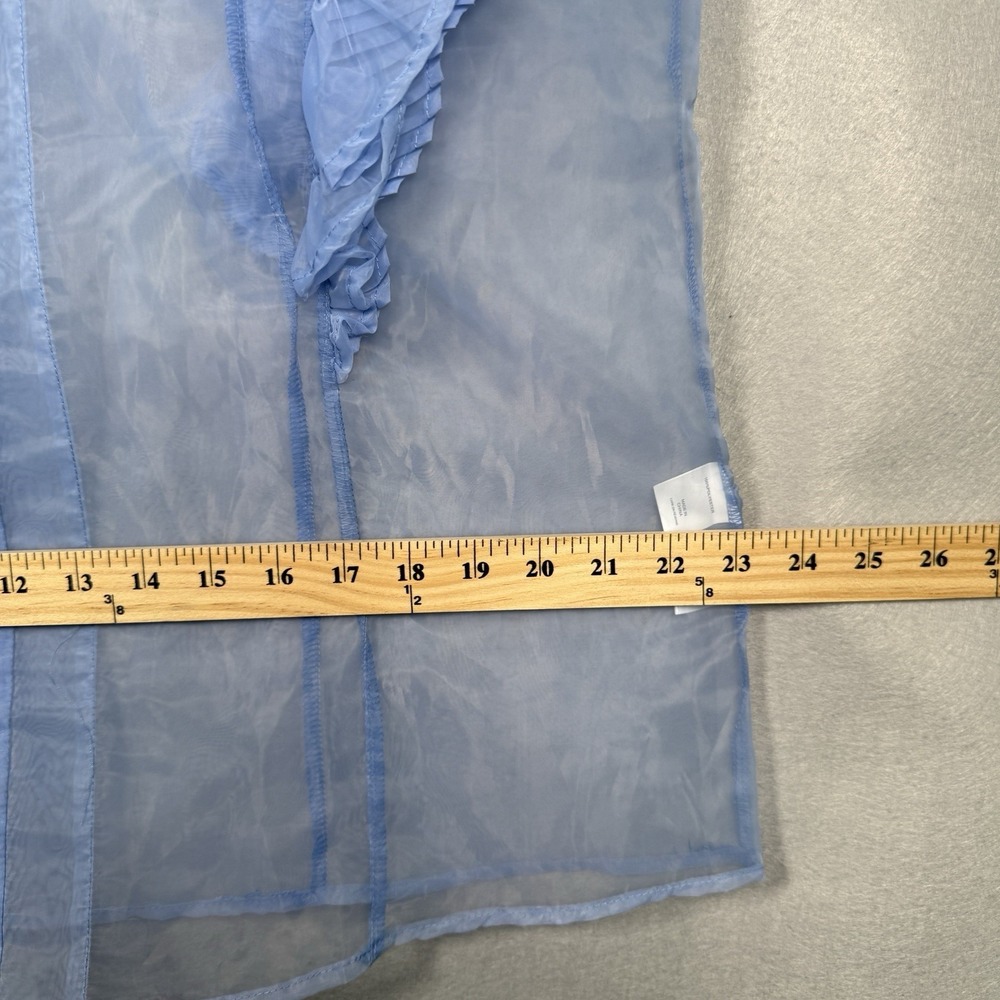 Sheer Ruffle Top Coquette Regency Fairy Romantic Knife Pleats Light Blue Sz XL - Picture 10 of 11